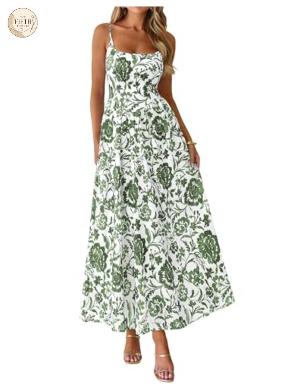PRETTYGARDEN Women's Boho Maxi Dress A Line Eyelet Floral Sundress Sleeveless